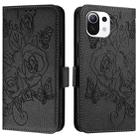 For Xiaomi Mi 11 Lite Embossed Rose RFID Anti-theft Leather Phone Case(Black) - 2