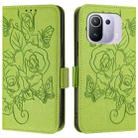 For Xiaomi Mi 11 Pro Embossed Rose RFID Anti-theft Leather Phone Case(Green) - 2