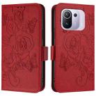 For Xiaomi Mi 11 Pro Embossed Rose RFID Anti-theft Leather Phone Case(Red) - 2