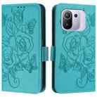 For Xiaomi Mi 11 Pro Embossed Rose RFID Anti-theft Leather Phone Case(Light Blue) - 2
