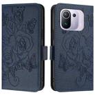 For Xiaomi Mi 11 Pro Embossed Rose RFID Anti-theft Leather Phone Case(Dark Blue) - 2