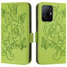 For Xiaomi 11T / 11T Pro Embossed Rose RFID Anti-theft Leather Phone Case(Green) - 2