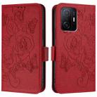 For Xiaomi 11T / 11T Pro Embossed Rose RFID Anti-theft Leather Phone Case(Red) - 2