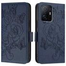For Xiaomi 11T / 11T Pro Embossed Rose RFID Anti-theft Leather Phone Case(Dark Blue) - 2