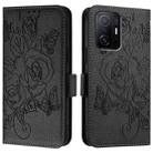 For Xiaomi 11T / 11T Pro Embossed Rose RFID Anti-theft Leather Phone Case(Black) - 2