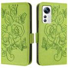 For Xiaomi 12 5G / 12X 5G / 12S 5G Embossed Rose RFID Anti-theft Leather Phone Case(Green) - 2