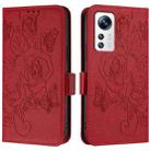 For Xiaomi 12 5G / 12X 5G / 12S 5G Embossed Rose RFID Anti-theft Leather Phone Case(Red) - 2
