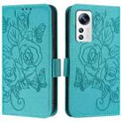 For Xiaomi 12 5G / 12X 5G / 12S 5G Embossed Rose RFID Anti-theft Leather Phone Case(Light Blue) - 2