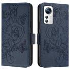 For Xiaomi 12 5G / 12X 5G / 12S 5G Embossed Rose RFID Anti-theft Leather Phone Case(Dark Blue) - 2