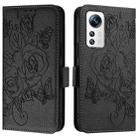 For Xiaomi 12 5G / 12X 5G / 12S 5G Embossed Rose RFID Anti-theft Leather Phone Case(Black) - 2