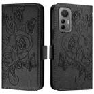 For Xiaomi 12 Lite Embossed Rose RFID Anti-theft Leather Phone Case(Black) - 2