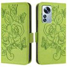 For Xiaomi 12 Pro / 12S Pro Embossed Rose RFID Anti-theft Leather Phone Case(Green) - 2
