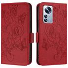 For Xiaomi 12 Pro / 12S Pro Embossed Rose RFID Anti-theft Leather Phone Case(Red) - 2