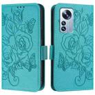 For Xiaomi 12 Pro / 12S Pro Embossed Rose RFID Anti-theft Leather Phone Case(Light Blue) - 2