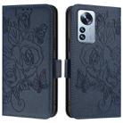 For Xiaomi 12 Pro / 12S Pro Embossed Rose RFID Anti-theft Leather Phone Case(Dark Blue) - 2