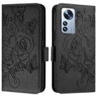 For Xiaomi 12 Pro / 12S Pro Embossed Rose RFID Anti-theft Leather Phone Case(Black) - 2