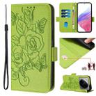 For Xiaomi 12S Ultra Embossed Rose RFID Anti-theft Leather Phone Case(Green) - 1