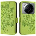 For Xiaomi 12S Ultra Embossed Rose RFID Anti-theft Leather Phone Case(Green) - 2