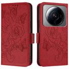 For Xiaomi 12S Ultra Embossed Rose RFID Anti-theft Leather Phone Case(Red) - 2