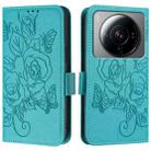 For Xiaomi 12S Ultra Embossed Rose RFID Anti-theft Leather Phone Case(Light Blue) - 2