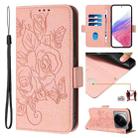 For Xiaomi 12S Ultra Embossed Rose RFID Anti-theft Leather Phone Case(Pink) - 1