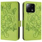 For Xiaomi 13 5G Embossed Rose RFID Anti-theft Leather Phone Case(Green) - 2