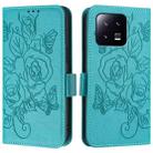 For Xiaomi 13 5G Embossed Rose RFID Anti-theft Leather Phone Case(Light Blue) - 2