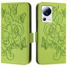 For Xiaomi 13 Lite 5G / Civi 2 Embossed Rose RFID Anti-theft Leather Phone Case(Green) - 2