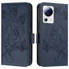 For Xiaomi 13 Lite 5G / Civi 2 Embossed Rose RFID Anti-theft Leather Phone Case(Dark Blue) - 2