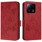 For Xiaomi 13 Pro 5G Embossed Rose RFID Anti-theft Leather Phone Case(Red) - 2