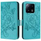 For Xiaomi 13 Pro 5G Embossed Rose RFID Anti-theft Leather Phone Case(Light Blue) - 2