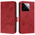 For Xiaomi 14 5G Embossed Rose RFID Anti-theft Leather Phone Case(Red) - 2