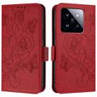 For Xiaomi 14 Pro 5G Embossed Rose RFID Anti-theft Leather Phone Case(Red) - 2