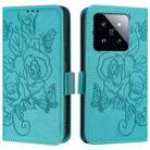 For Xiaomi 14 Pro 5G Embossed Rose RFID Anti-theft Leather Phone Case(Light Blue) - 2