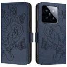 For Xiaomi 14 Pro 5G Embossed Rose RFID Anti-theft Leather Phone Case(Dark Blue) - 2