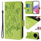 For Xiaomi 14 Ultra 5G Global Embossed Rose RFID Anti-theft Leather Phone Case(Green) - 1