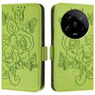 For Xiaomi 14 Ultra 5G Global Embossed Rose RFID Anti-theft Leather Phone Case(Green) - 2