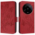 For Xiaomi 14 Ultra 5G Global Embossed Rose RFID Anti-theft Leather Phone Case(Red) - 2