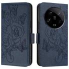 For Xiaomi 14 Ultra 5G Global Embossed Rose RFID Anti-theft Leather Phone Case(Dark Blue) - 2