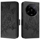 For Xiaomi 14 Ultra 5G Global Embossed Rose RFID Anti-theft Leather Phone Case(Black) - 2