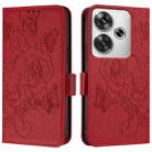For Xiaomi Poco F6 5G Embossed Rose RFID Anti-theft Leather Phone Case(Red) - 2