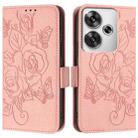 For Xiaomi Poco F6 5G Embossed Rose RFID Anti-theft Leather Phone Case(Pink) - 2