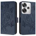 For Xiaomi Poco F6 5G Embossed Rose RFID Anti-theft Leather Phone Case(Dark Blue) - 2