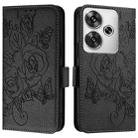 For Xiaomi Poco F6 5G Embossed Rose RFID Anti-theft Leather Phone Case(Black) - 2