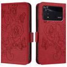 For Xiaomi Poco M4 Pro 4G Embossed Rose RFID Anti-theft Leather Phone Case(Red) - 2