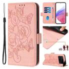 For Xiaomi Poco M4 Pro 4G Embossed Rose RFID Anti-theft Leather Phone Case(Pink) - 1