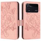 For Xiaomi Poco M4 Pro 4G Embossed Rose RFID Anti-theft Leather Phone Case(Pink) - 2