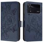 For Xiaomi Poco M4 Pro 4G Embossed Rose RFID Anti-theft Leather Phone Case(Dark Blue) - 2