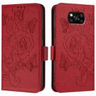 For Xiaomi Poco X3 / X3 NFC / X3 Pro Embossed Rose RFID Anti-theft Leather Phone Case(Red) - 2
