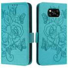 For Xiaomi Poco X3 / X3 NFC / X3 Pro Embossed Rose RFID Anti-theft Leather Phone Case(Light Blue) - 2